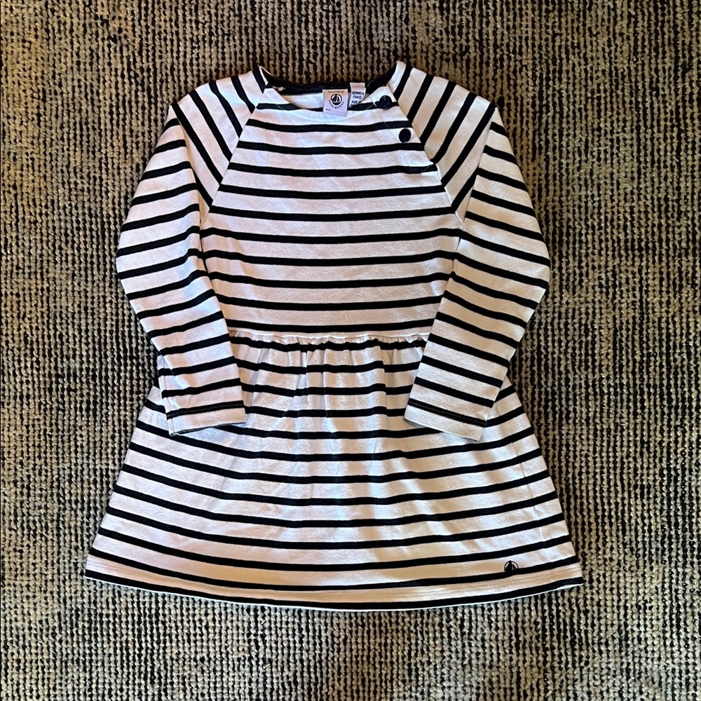 Striped Navy and White Long Sleeve Dress